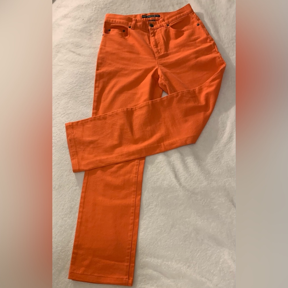 Ralph Lauren Jeans Co  Hot Orange Stretch Jeans Size 4 Made In Hong Kong